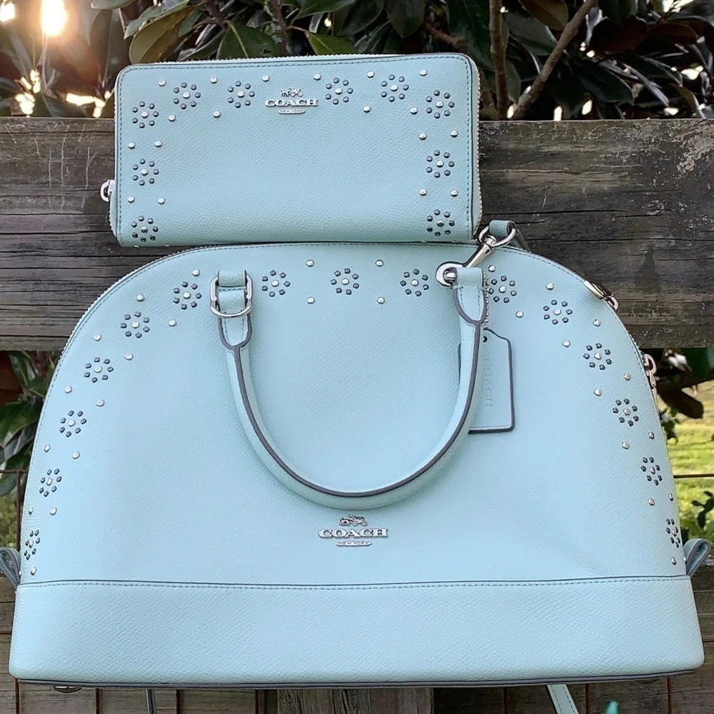 Coach Seaglass mint green Sierra Dome Bag Wallet